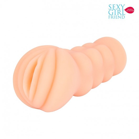 Телесный мастурбатор-вагина с комплектом эрекционных колец - Bior toys - в Новомосковске купить с доставкой
