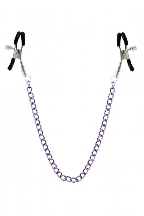 Зажимы для сосков с фиолетовой цепочкой Sweet Caress Nipple Chain - Sweet Caress - купить с доставкой в Новомосковске