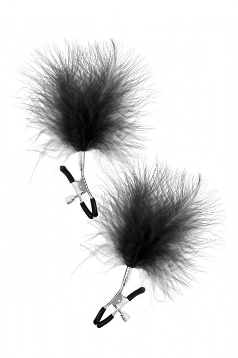 Зажимы на соски с черными пуховыми кисточками Sweet Caress Feather Nipple Clumps - Sweet Caress - купить с доставкой в Новомосковске