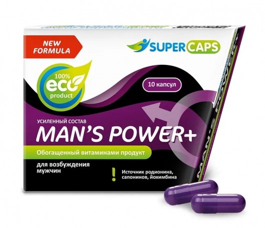 Возбуждающее средство для мужчин Mans Power plus - 10 капсул (0,35 гр.) +1 в подарок - SuperCaps - купить с доставкой в Новомосковске