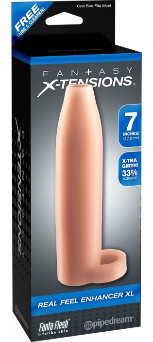 Телесная насадка Real Feel Enhancer XL - 17 см. - Pipedream - в Новомосковске купить с доставкой