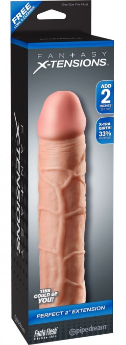 Телесная насадка Fantasy X-tensions Perfect 2  Extension - 20,3 см. - Pipedream - в Новомосковске купить с доставкой