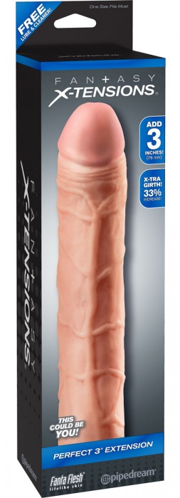 Телесная удлиняющая насадка Perfect 3 Extension - 22 см. - Pipedream - в Новомосковске купить с доставкой