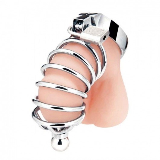 Серебристая клетка для члена Urethral Play Cage - BlueLine - купить с доставкой в Новомосковске