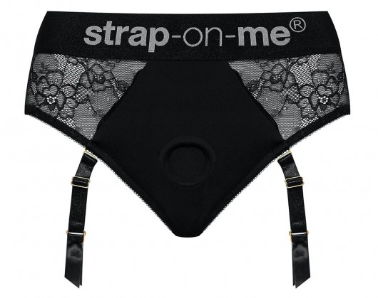 Черные трусики для насадок Diva Lingerie Harness - size L - Strap-on-me - купить с доставкой в Новомосковске