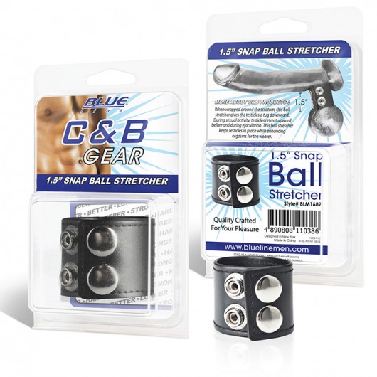Хомут-утяжка для мошонки из искусственной кожи на клепках SNAP BALL STRETCHER - BlueLine - купить с доставкой в Новомосковске