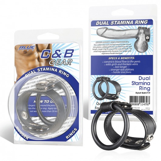 Двойное кольцо выносливости на пенис DUAL STAMINA RING - BlueLine - в Новомосковске купить с доставкой