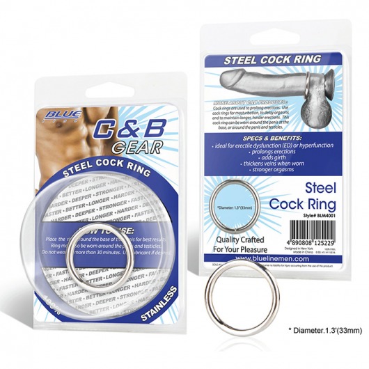 Стальное эрекционное кольцо STEEL COCK RING - 3.5 см. - BlueLine - в Новомосковске купить с доставкой