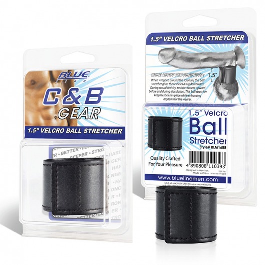Хомут-утяжка для мошонки из искусственной кожи на липучке VELCRO BALL STRETCHER- 4 см. - BlueLine - в Новомосковске купить с доставкой