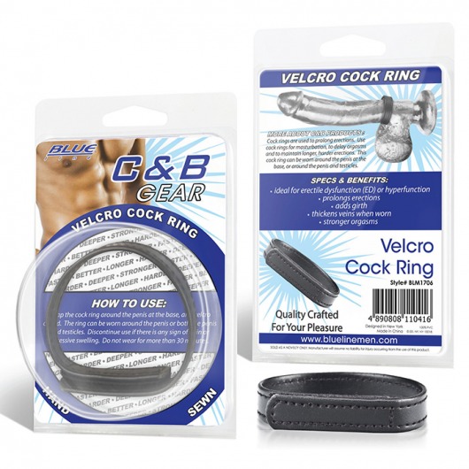 Кольцо на пенис из искусственной кожи на липучке VELCRO COCK RING - 5 см. - BlueLine - в Новомосковске купить с доставкой