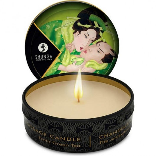 Массажная свеча Exotic Green Tea с ароматом зелёного чая - 30 мл. - Shunga - купить с доставкой в Новомосковске