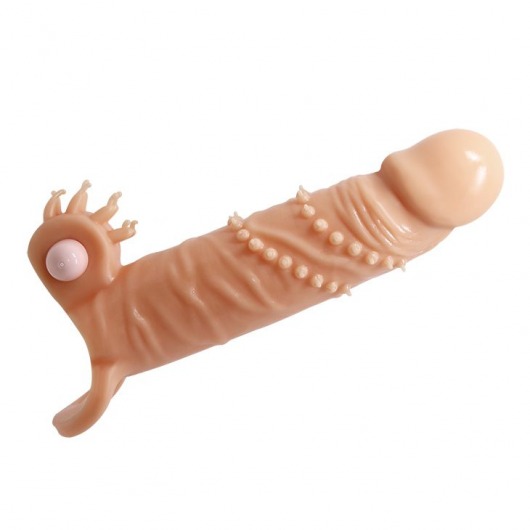 Телесная удлиняющая вибронасадка Penis Sleeve Connor - 17 см. - Baile - в Новомосковске купить с доставкой