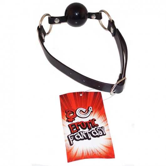 Силиконовый черный кляп-шарик на ремне Black Ballgag - Erotic Fantasy - купить с доставкой в Новомосковске