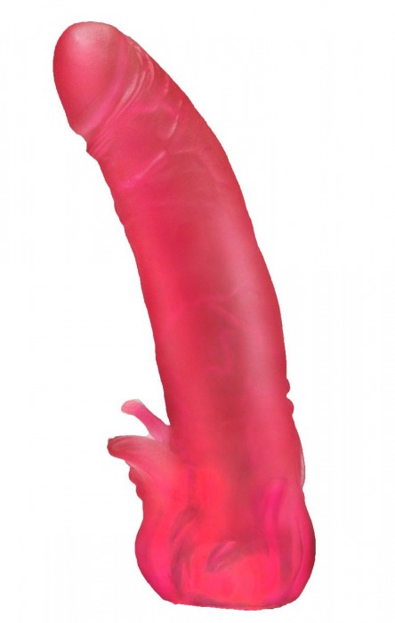 Розовая насадка для страпона с клиторальными лепестками - 18,5 см. - LOVETOY (А-Полимер) - купить с доставкой в Новомосковске