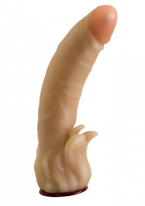 Телесная гелевая насадка-фаллос с клиторальными лепестками - 18,5 см. - LOVETOY (А-Полимер) - купить с доставкой в Новомосковске