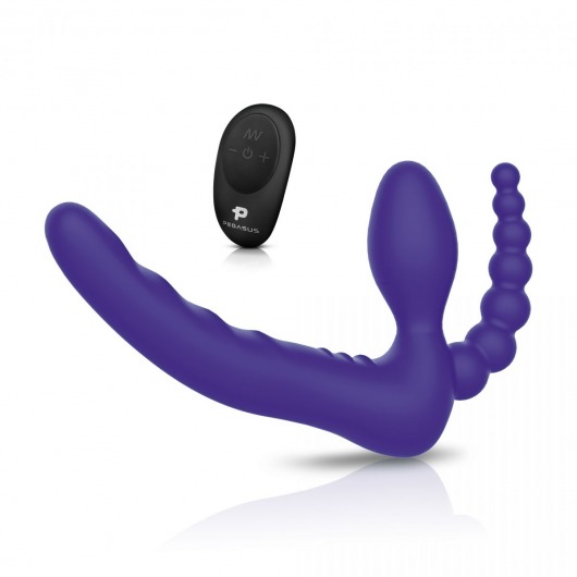 Фиолетовый безремневой страпон с пультом ДУ 7’’ Remote Control Strapless - 24 см. - Pegasus - купить с доставкой в Новомосковске