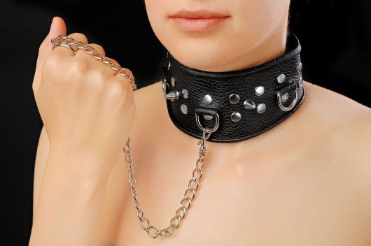 Чёрный ошейник из кожи - Sitabella - купить с доставкой в Новомосковске
