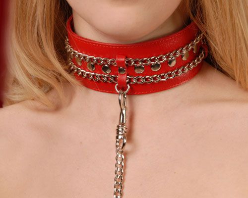 Красный ошейник с цепочками - Sitabella - купить с доставкой в Новомосковске
