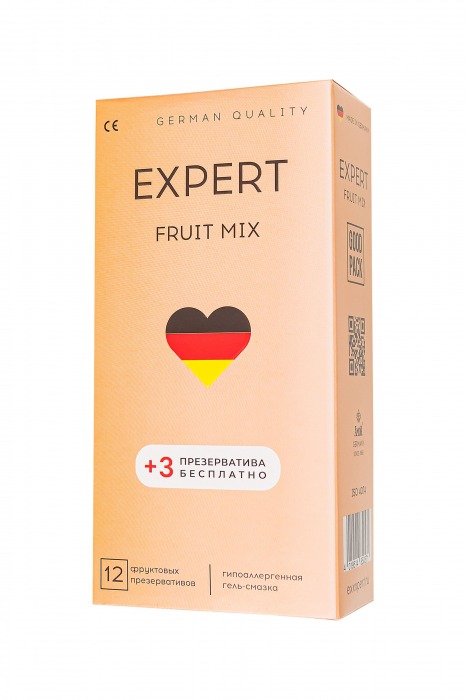 Ароматизированные презервативы EXPERT Fruit Mix - 12 шт.(+3 в подарок) - Expert - купить с доставкой в Новомосковске