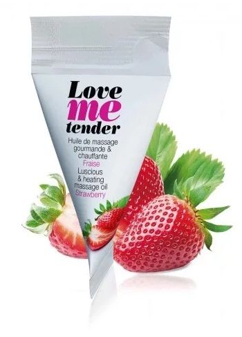 Съедобное согревающее массажное масло Love Me Tender Strawberry с ароматом клубники - 10 мл. - Love to Love - купить с доставкой в Новомосковске