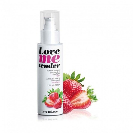 Съедобное согревающее массажное масло Love Me Tender Strawberry с ароматом клубники - 100 мл. - Love to Love - купить с доставкой в Новомосковске