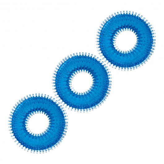 Комплект из трех голубых колец для эрекции 3-Pack Ultra-Stim Stretch Cock Rings - BlueLine - в Новомосковске купить с доставкой