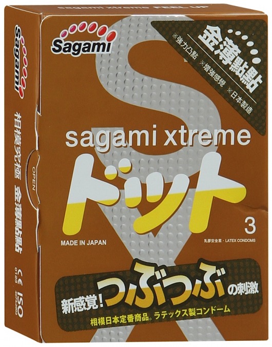 Презервативы Sagami Xtreme FEEL UP с точечной текстурой и линиями прилегания - 3 шт. - Sagami - купить с доставкой в Новомосковске