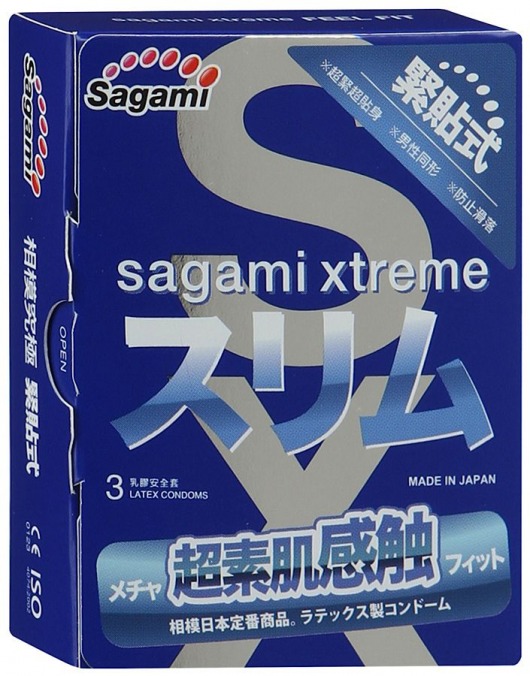 Розовые презервативы Sagami Xtreme FEEL FIT 3D - 3 шт. - Sagami - купить с доставкой в Новомосковске