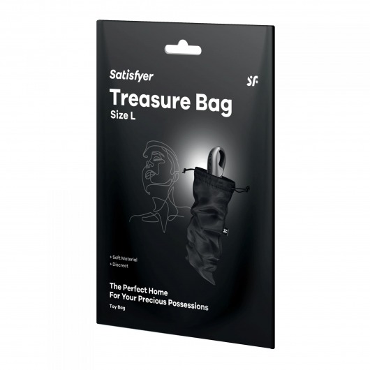 Черный мешочек для хранения игрушек Treasure Bag L - Satisfyer - купить с доставкой в Новомосковске