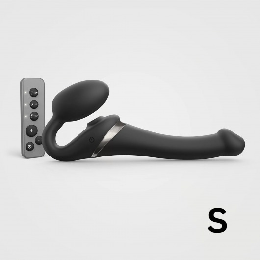 Черный безремневой страпон Multi Orgasm Size S с клиторальной стимуляцией - Strap-on-me - купить с доставкой в Новомосковске
