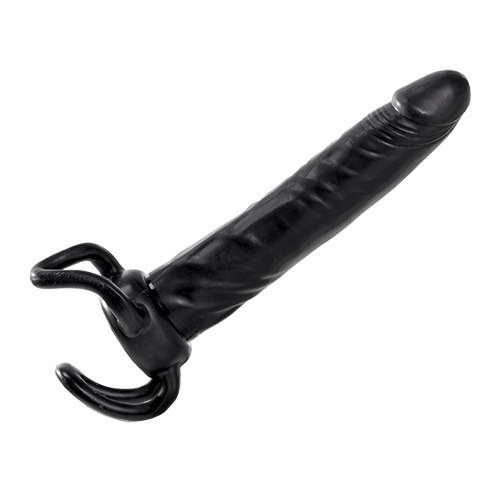 Чёрная насадка-фаллос для двойного проникновения INFLATABLE DILDO SLIM DONG  - 13,5 см. - Toyz4lovers - в Новомосковске купить с доставкой