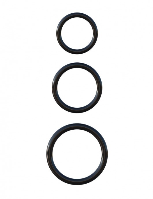 Набор из трех черных эрекционных колец Silicone 3-Ring Stamina Set - Pipedream - в Новомосковске купить с доставкой