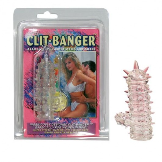 Прозрачная насадка с шипами и клиторальной шишечкой CLIT-BANGER SLEEVE IN CLEAR - Tonga - в Новомосковске купить с доставкой
