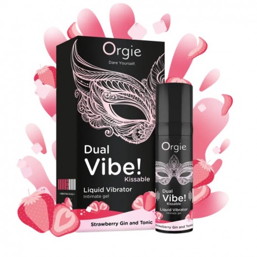 Съедобный жидкий вибратор Dual Vibe! со вкусом клубничного джина с тоником - 15 мл. - ORGIE - купить с доставкой в Новомосковске