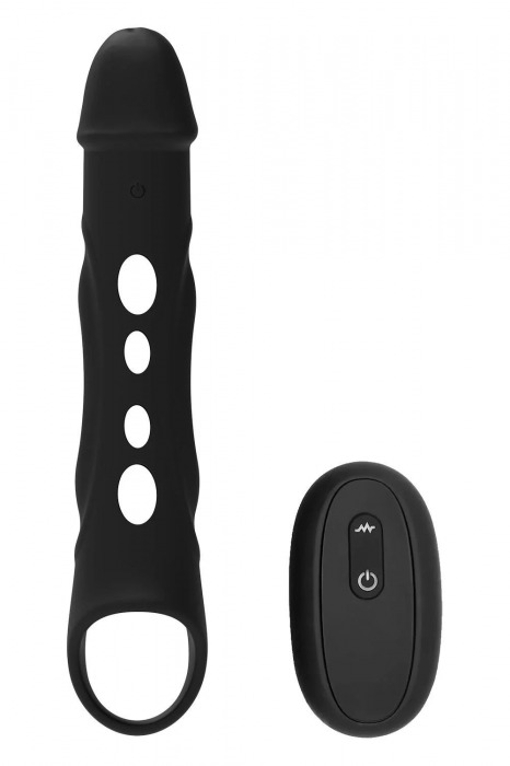 Черная насадка-удлинитель Vibrating Extender With Remote с вибрацией - Dream Toys - в Новомосковске купить с доставкой