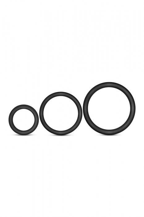 Набор из 3 черных эрекционных колец Cock Ring Set - Blush Novelties - в Новомосковске купить с доставкой