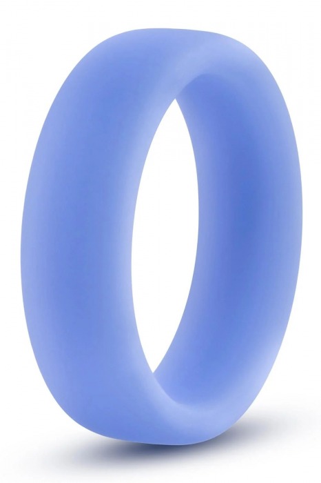 Голубое люминесцентное кольцо Silicone Glo Cock Ring - Blush Novelties - в Новомосковске купить с доставкой