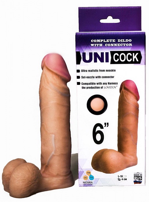 Насадка для страпона фаллической формы UNICOCK 6  - 18 см. - LOVETOY (А-Полимер) - купить с доставкой в Новомосковске