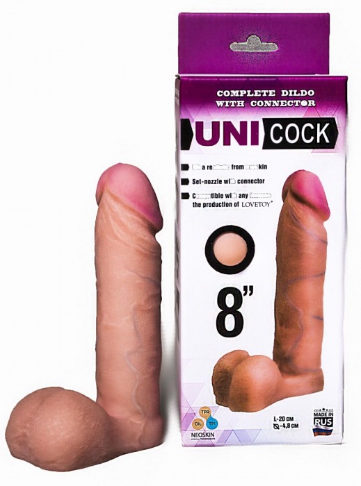 Фаллическая насадка для страпона UNICOCK 8  - 20 см. - LOVETOY (А-Полимер) - купить с доставкой в Новомосковске