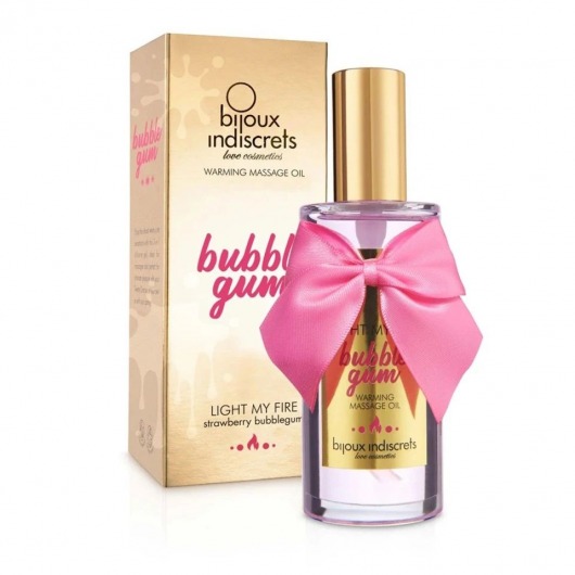 Разогревающее массажное масло Light My Fire Bubble Gum с ароматом бабл-гам - 100 мл. - Bijoux Indiscrets - купить с доставкой в Новомосковске
