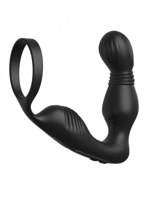 Черный вибростимулятор простаты с эрекционным кольцом Ass-Gasm Pro P-Spot Milker - Pipedream - в Новомосковске купить с доставкой