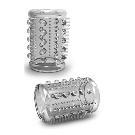 Прозрачная насадка с шипами и шишечками STAY HARD COCK SLEEVE 03 CLEAR - Blush Novelties - в Новомосковске купить с доставкой