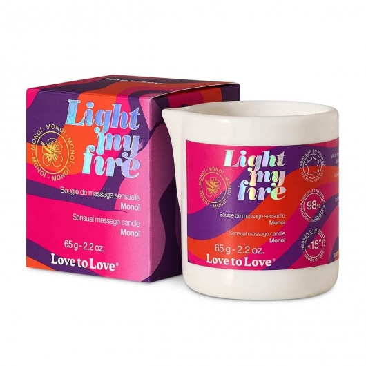 Массажная свеча Light My Fire с ароматом моной - 80 мл. - Love to Love - купить с доставкой в Новомосковске
