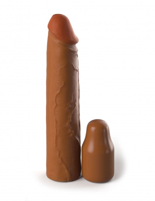 Коричневая насадка на член 2  Silicone X-tension - 20,3 см. - Pipedream - в Новомосковске купить с доставкой