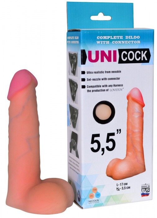 Фаллическая насадка Харнесс UNICOCK 5,5  - 17 см. - LOVETOY (А-Полимер) - купить с доставкой в Новомосковске