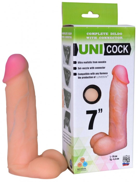 Фаллическая насадка Харнесс UNICOCK 7  - 19 см. - LOVETOY (А-Полимер) - купить с доставкой в Новомосковске
