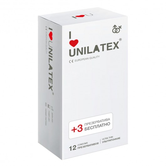 Ультратонкие презервативы Unilatex Ultra Thin - 12 шт. + 3 шт. в подарок - Unilatex - купить с доставкой в Новомосковске