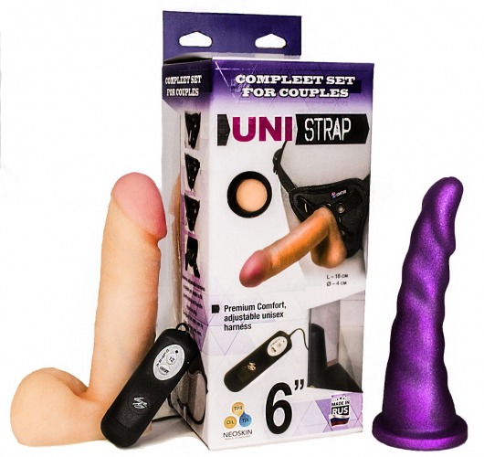 Вибрострапон с двумя насадками UniStrap - 18 и 18 см. - LOVETOY (А-Полимер) - купить с доставкой в Новомосковске