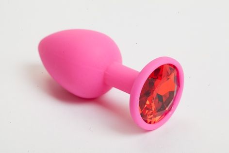 Розовая анальная пробка с красным кристаллом - 9,5 см. - 4sexdreaM - купить с доставкой в Новомосковске