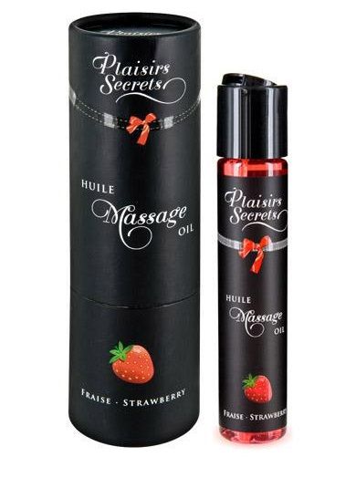 Массажное масло с ароматом клубники Huile de Massage Gourmande Fraise des Bois - 59 мл. - Plaisir Secret - купить с доставкой в Новомосковске